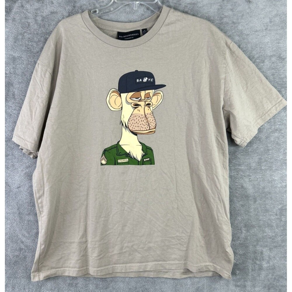 No Boundaries Oversized M BAYC Bored Ape Yacht Club US Army Tan Graphic‎ T-Shirt